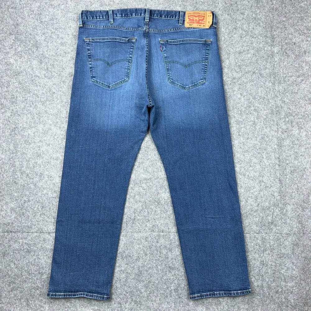 Levi's 501 Jeans Men‎ 40x30 Blue Straight Leg Regular Button Fly Stretch Denim